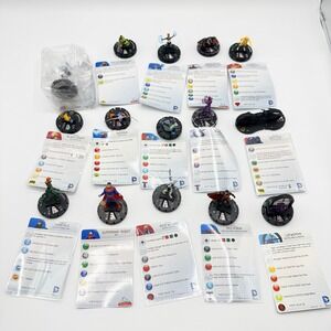 Heroclix DC Comics Uncommon, Super Rare, Unique Mixed Lot of 15 with Cards Lot D